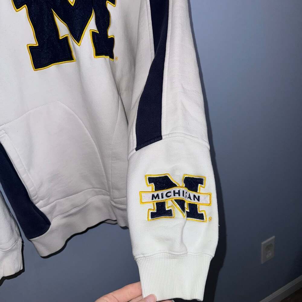 Vintage Colosseum University of Michigan Block M Hoodie Blue thick warm game day - Picture 4 of 12